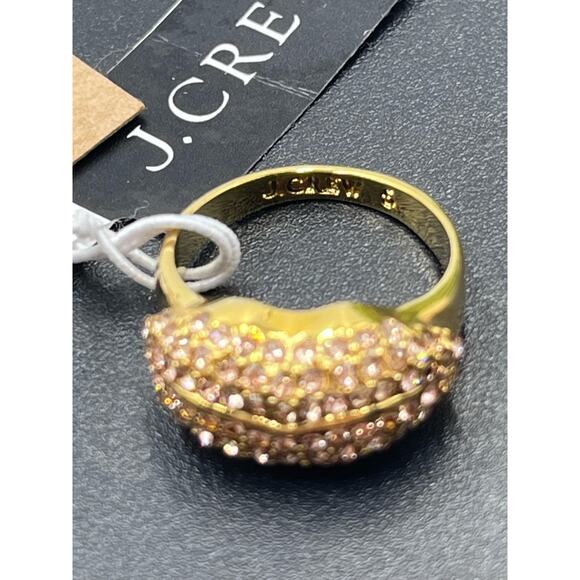 J. Crew Pink Pave Kiss Lips Gold Tone Ring Sz 5 New - Picture 13 of 15